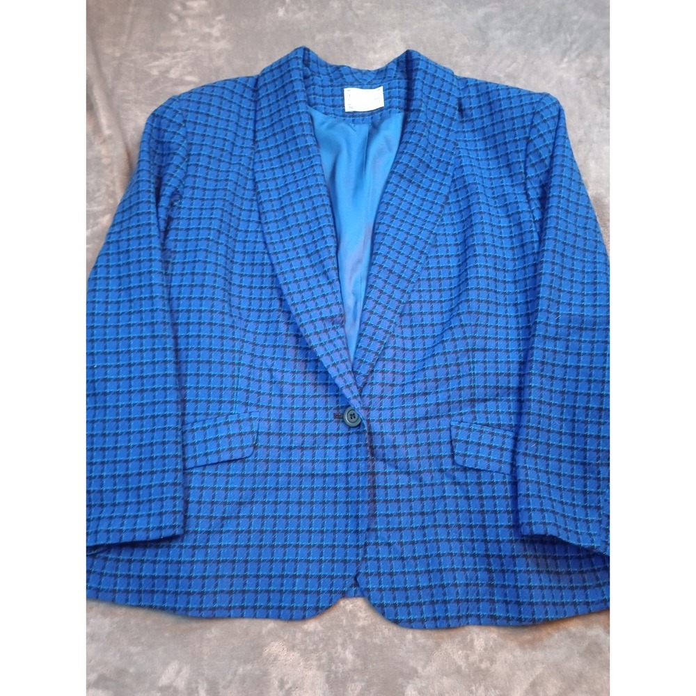 Vintage Pendleton Blazer 1 Button 100% Pure Virgin‎ Wool Plaid USA Made Sz 20W